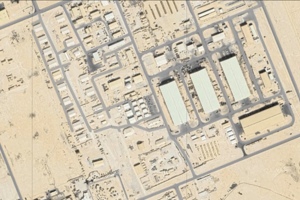 صورة بالقمر الصناعي تظهر القبة الجيوديسية لمنظومة (MET) قبل الهجوم